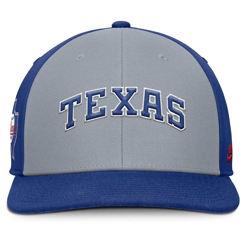 Men's Nike Gray/Royal Texas Rangers Pro Performance Snapback Hat