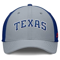 Casquette Nike Performance Flex Rise Swoosh des Texas Rangers pour homme, gris/bleu royal