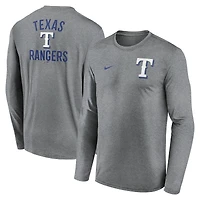 Men's Nike Heather Charcoal Texas Rangers 2-Hit Legend Dri-FIT Long Sleeve T-Shirt