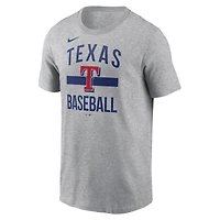 T-shirt arqué gris chiné Nike pour homme Texas Rangers