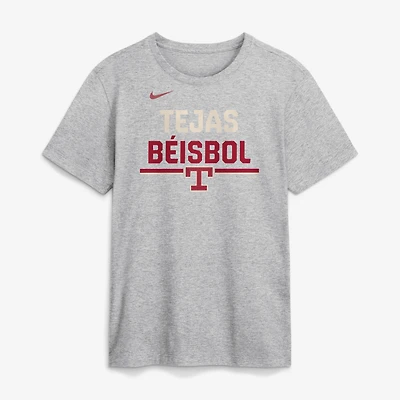 T-shirt Nike pour homme, gris chiné, Texas Rangers City Connect, avec slogan de l'équipe