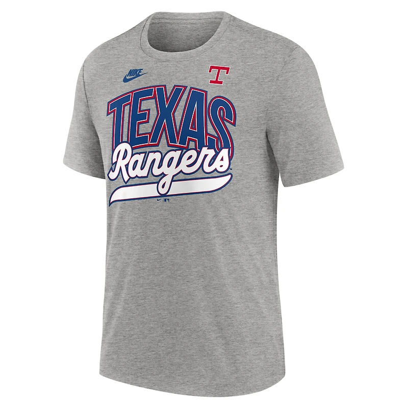 Men's Nike Heather Gray Texas Rangers Cooperstown Collection Retro Tri-Blend T-Shirt