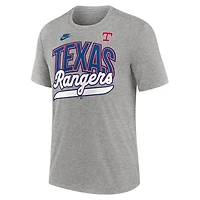 Men's Nike Heather Gray Texas Rangers Cooperstown Collection Retro Tri-Blend T-Shirt