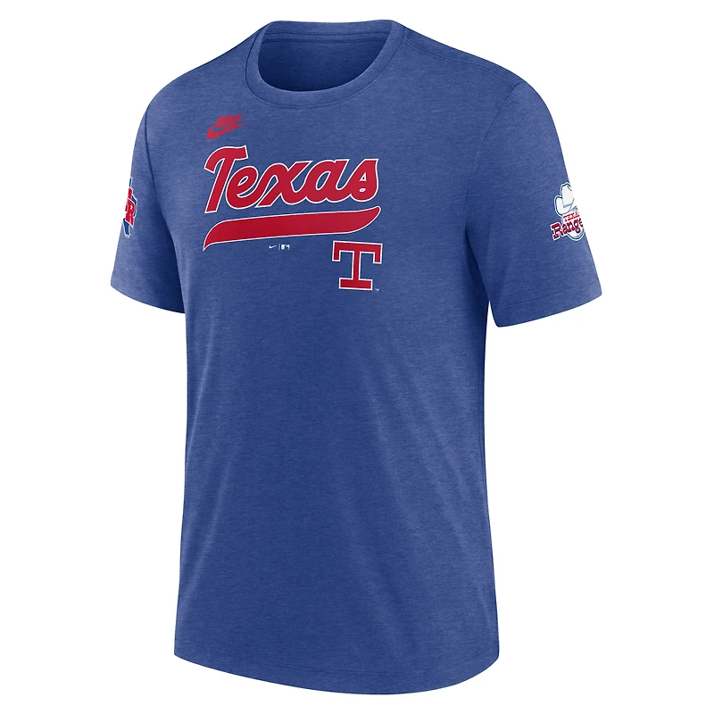 Men's Nike Heather Royal Texas Rangers Cooperstown Collection Eras Tri-Blend T-Shirt