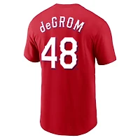 T-shirt avec nom et numéro des Texas Rangers Nike Jacob deGrom rouge pour homme