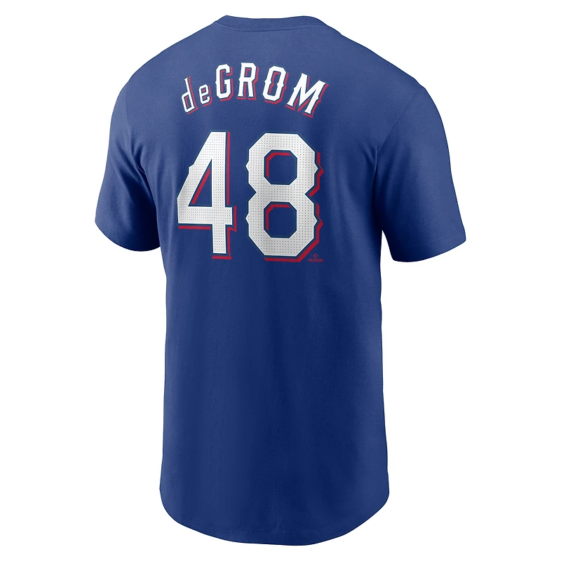 Men's Nike Jacob deGrom Royal Texas Rangers Fuse Name & Number T-Shirt