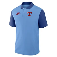 Polo Nike Dri-FIT Victory bleu clair/bleu royal pour homme, collection Cooperstown, Texas Rangers