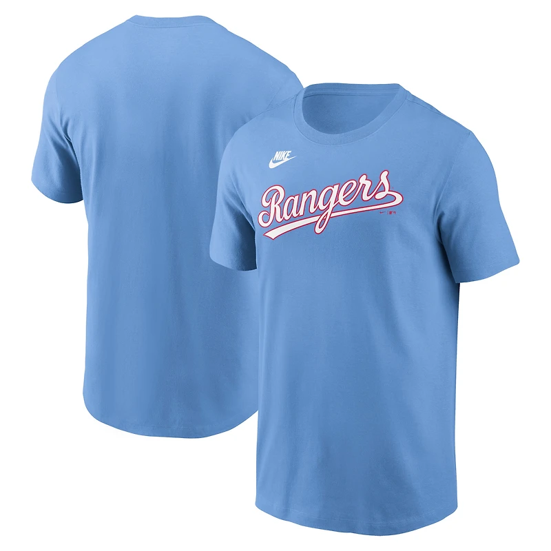 Men's Nike Light Blue Texas Rangers Cooperstown Collection Wordmark T-Shirt