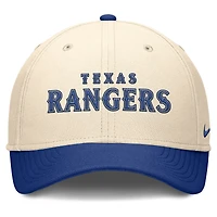 Casquette Nike Performance Flex Statement Rise pour homme, couleur naturelle/royale des Texas Rangers