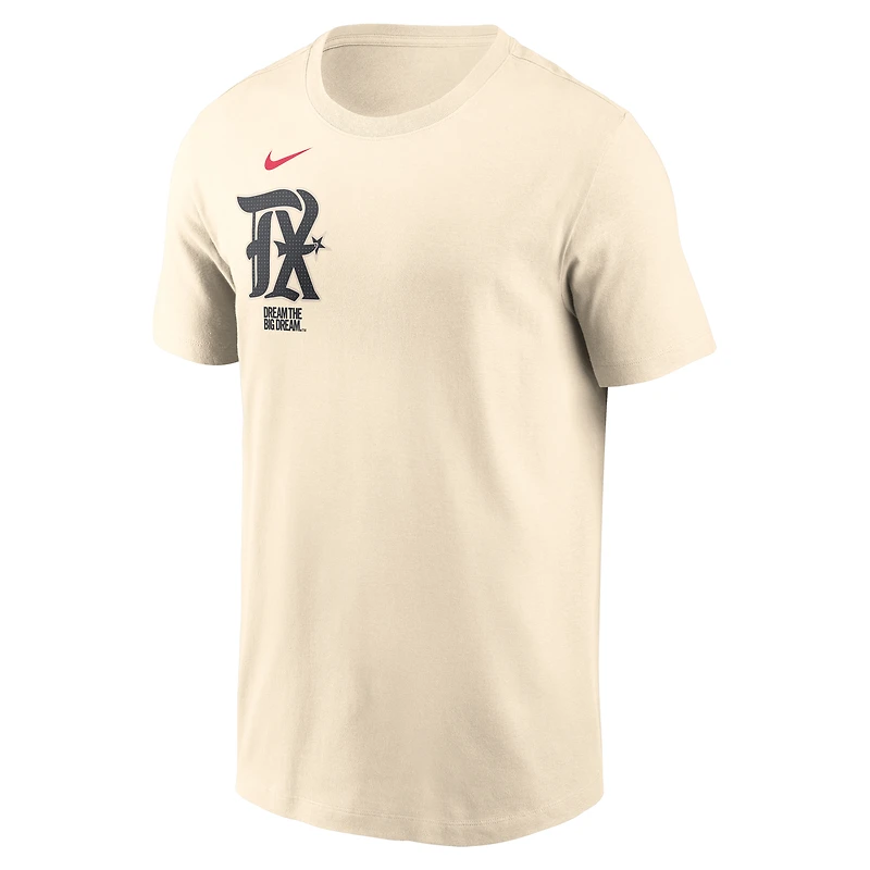 T-shirt Nike Natural Texas Rangers City Connect Fuse pour homme avec nom et numéro