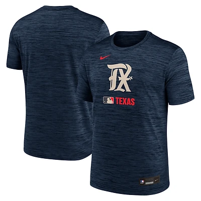 T-shirt Nike bleu marine Texas Rangers Authentic Collection City Connect Velocity Dri-FIT pour homme