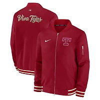 Men's Nike Red Texas Rangers 2026 City Connect Authentic Collection Relaxed Full-Zip Bomber Jacket
