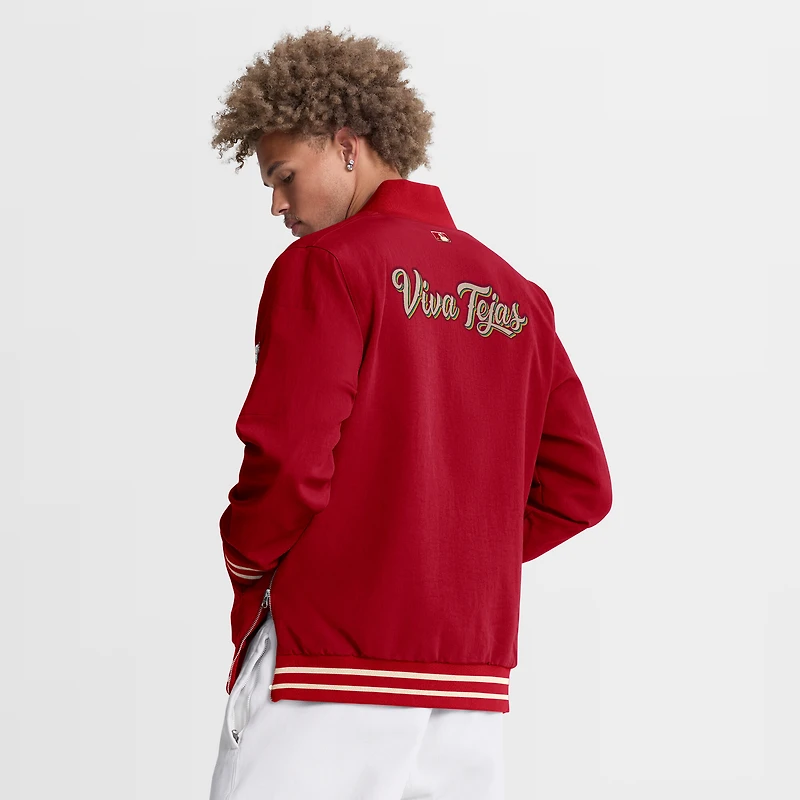 Men's Nike Red Texas Rangers 2026 City Connect Authentic Collection Relaxed Full-Zip Bomber Jacket