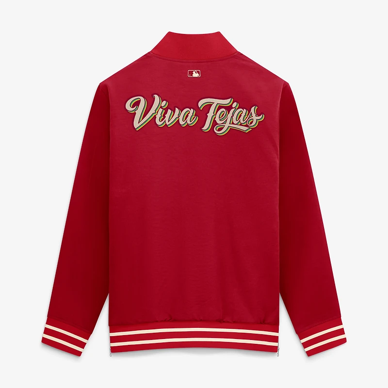 Men's Nike Red Texas Rangers 2026 City Connect Authentic Collection Relaxed Full-Zip Bomber Jacket