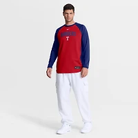 Sweat-shirt raglan Nike Dri-FIT Authentic Collection pour homme, rouge Texas Rangers