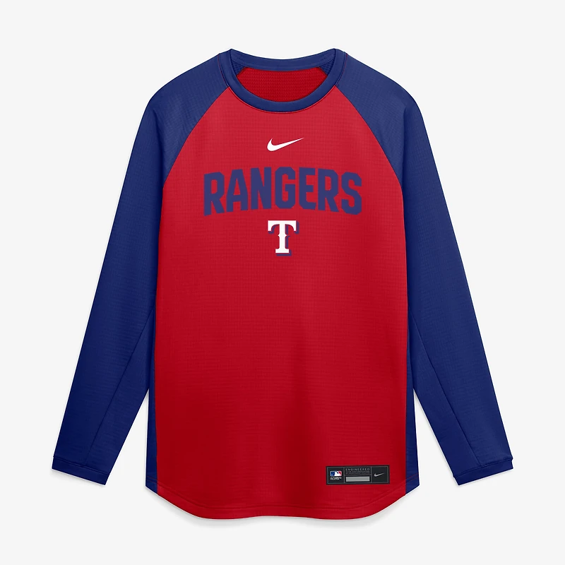 Men's Nike Red Texas Rangers Authentic Collection Raglan Dri-FIT Sweatshirt