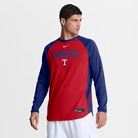 Men's Nike Red Texas Rangers Authentic Collection Raglan Dri-FIT Sweatshirt