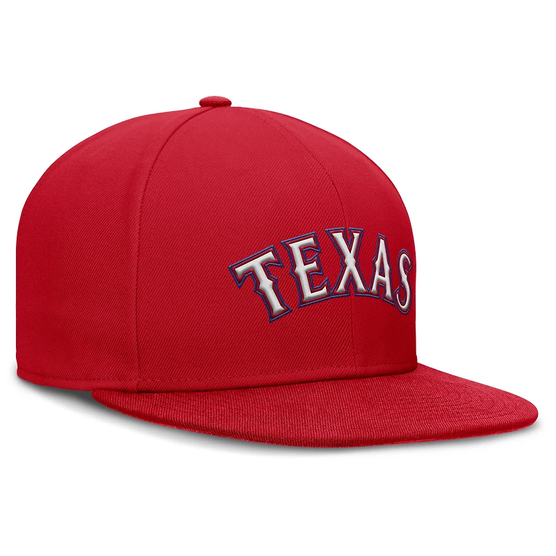 Men's Nike Red Texas Rangers Wordmark Dri-FIT Round Bill True Fitted Hat