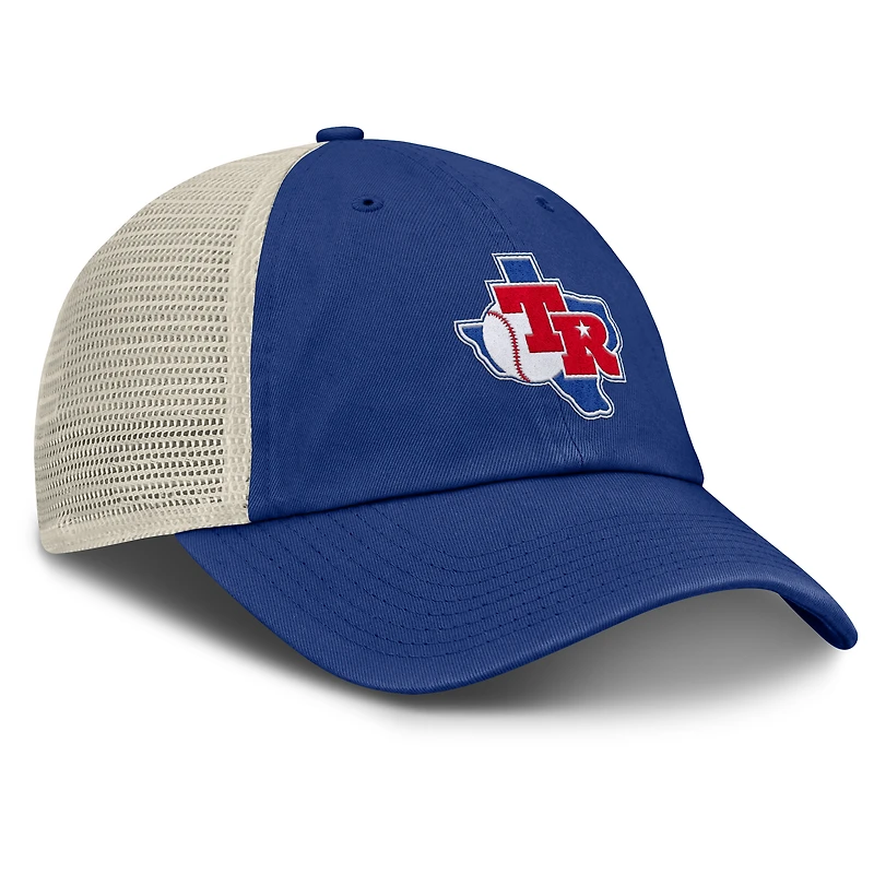 Casquette ajustable Nike Royal/Natural Texas Rangers Cooperstown Collection Club Trucker pour homme