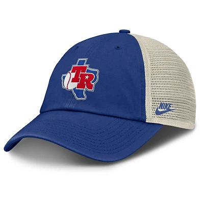 Casquette ajustable Nike Royal/Natural Texas Rangers Cooperstown Collection Club Trucker pour homme