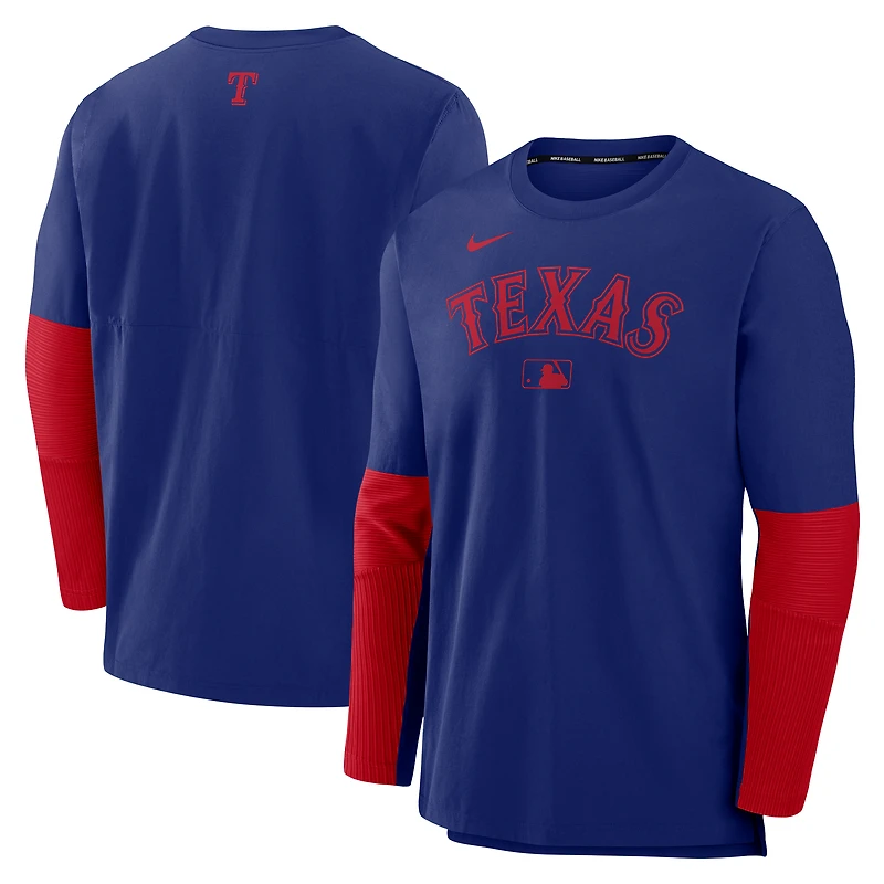 Men's Nike Royal/Red Texas Rangers Authentic Collection Player Dri-FIT Lightweight Pullover