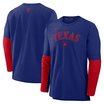 Men's Nike Royal/Red Texas Rangers Authentic Collection Player Dri-FIT Lightweight Pullover