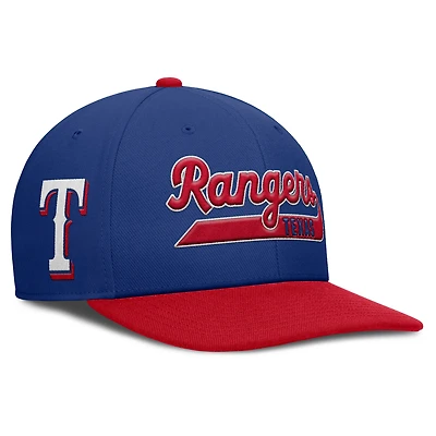 Casquette Nike Pro Performance Snapback pour homme, bleu royal/rouge, Texas Rangers