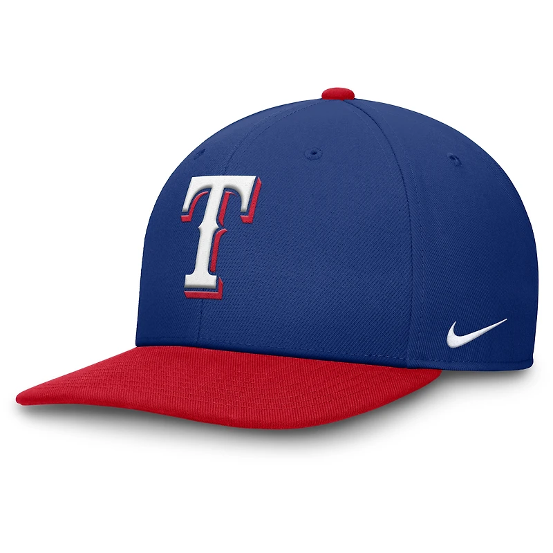Casquette Nike Pro Performance Snapback pour homme, bleu royal/rouge, Texas Rangers