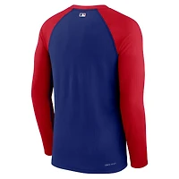 T-shirt à manches longues Nike Royal Texas Rangers Authentic Collection Game Raglan Performance pour homme