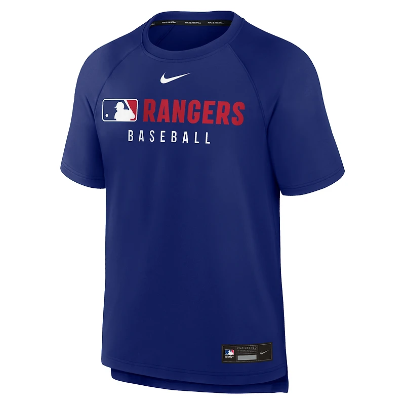 T-shirt Nike Royal Texas Rangers Authentic Collection d'avant-match Raglan Dri-FIT pour homme