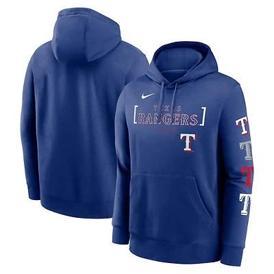 Men's Nike Royal Texas Rangers Club Stack Pullover Hoodie