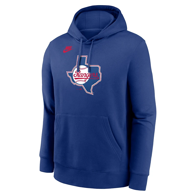 Sweat à capuche Nike Royal Texas Rangers Cooperstown Collection Logo Club pour homme