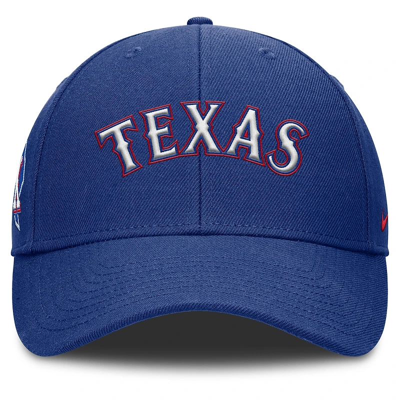 Casquette ajustable Nike Royal Texas Rangers Rise Gaberdine pour homme