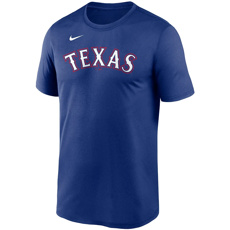 T-shirt Nike Royal Texas Rangers Wordmark Legend Performance pour homme