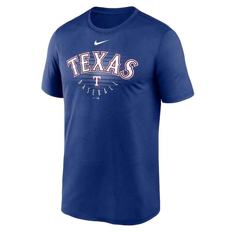 T-shirt Nike Royal Texas Rangers pour homme avec logo et légende