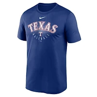 T-shirt Nike Royal Texas Rangers pour homme avec logo et légende