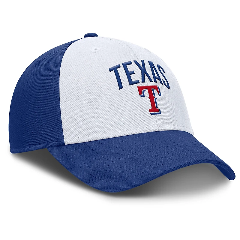 Casquette ajustable Nike Texas Rangers Club Performance pour homme, blanc/bleu royal