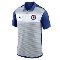 Polo Nike Dri-FIT rayé blanc/bleu roi des Texas Rangers pour homme