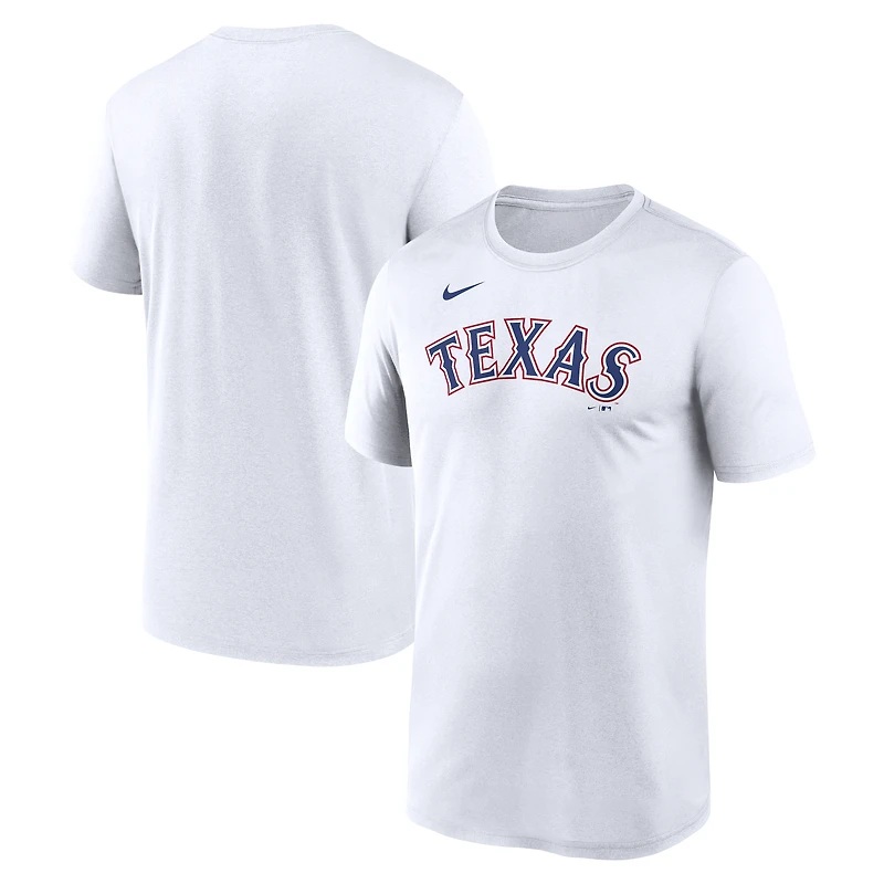 T-shirt Nike Dri-FIT blanc pour homme, logo New Legend des Texas Rangers