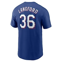 Men's Nike Wyatt Langford Royal Texas Rangers Fuse Name & Number T-Shirt