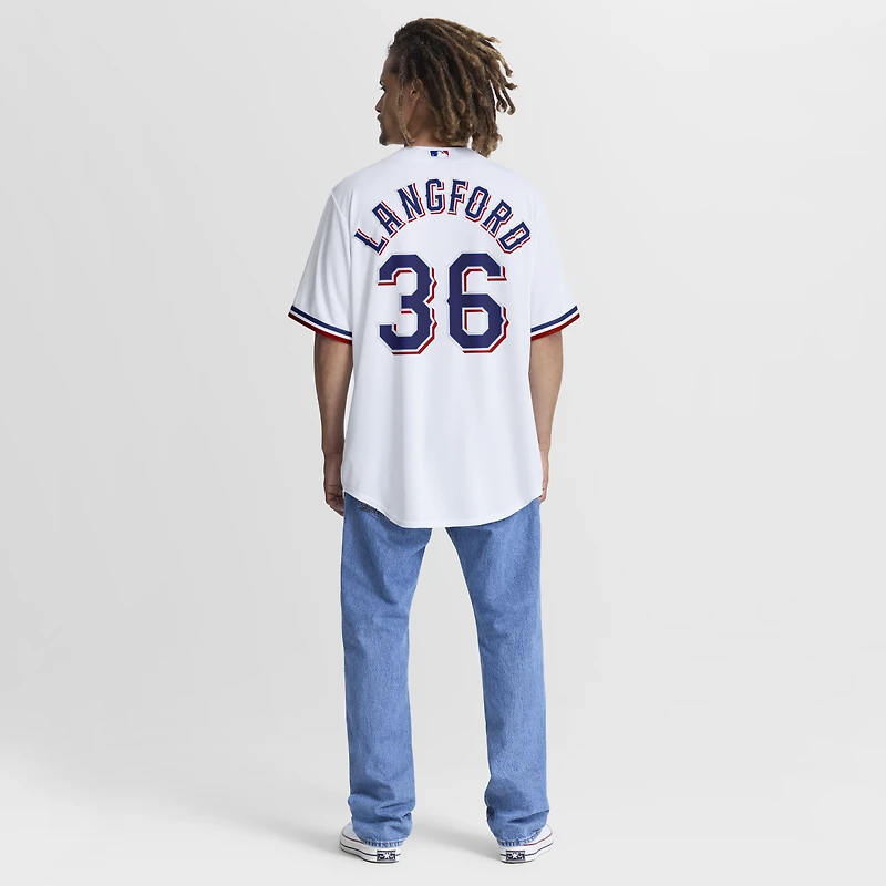 Men's Nike Wyatt Langford White Texas Rangers Home Replica Jersey