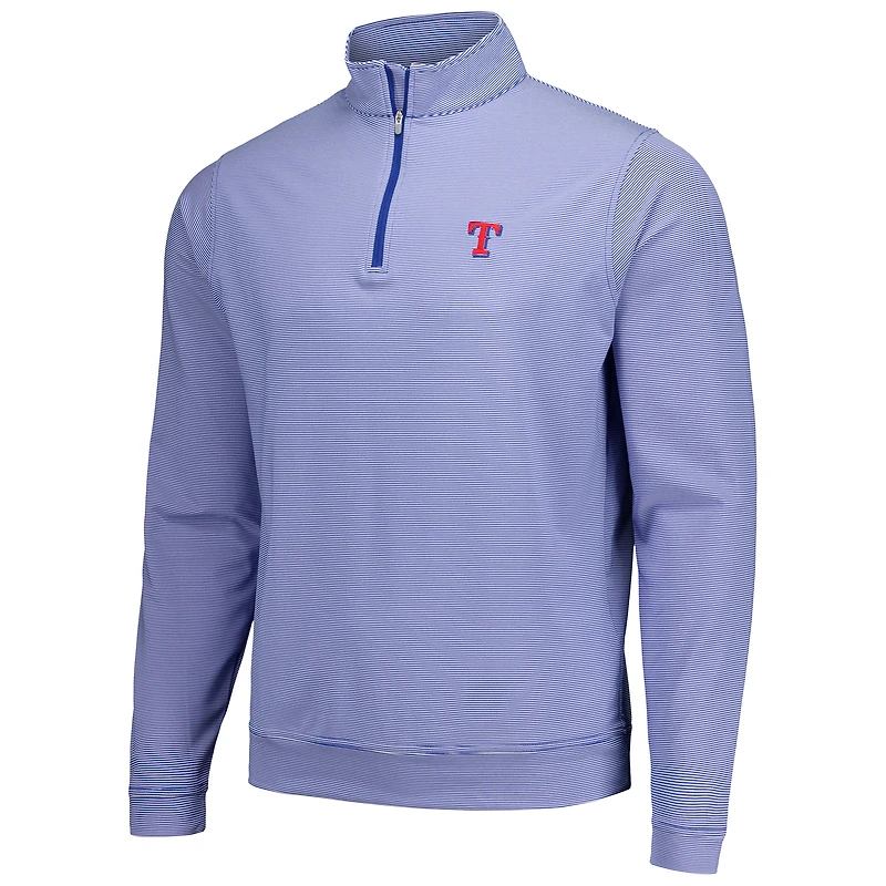 Men's Peter Millar Royal Texas Rangers Perth Sugar Stripe Performance Quarter-Zip Top