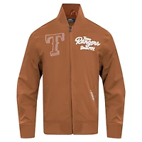 Men's Pro Standard Brown Texas Rangers Paint The City Twill Full-Zip Jacket