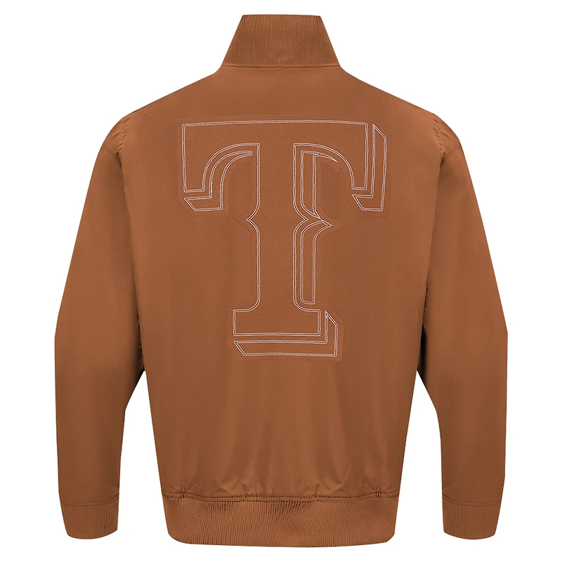 Men's Pro Standard Brown Texas Rangers Paint The City Twill Full-Zip Jacket