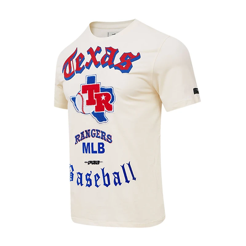 Men's Pro Standard Cream Texas Rangers Cooperstown Collection Old English T-Shirt