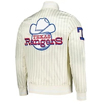 Men's Pro Standard Cream Texas Rangers Cooperstown Collection Pinstripe Retro Classic Satin Full-Snap Jacket