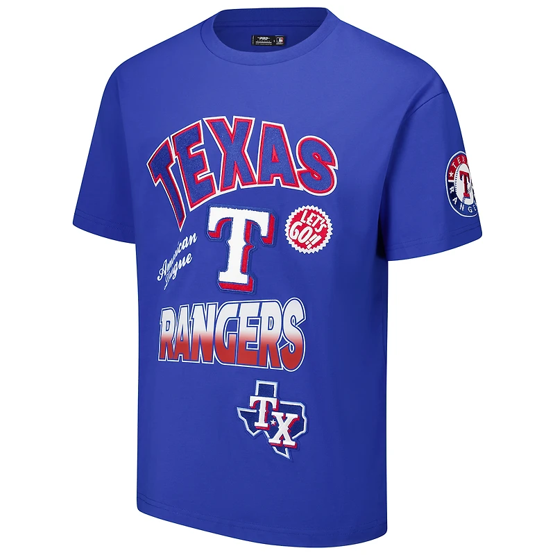 Men's Pro Standard Royal Texas Rangers Turn It Up Dropped Shoulder T-Shirt