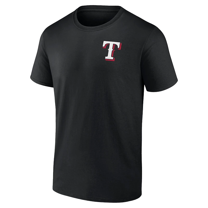 Profil homme - T-shirt graphique double face Texas Rangers noir grandes tailles