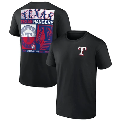Profil homme - T-shirt graphique double face Texas Rangers noir grandes tailles