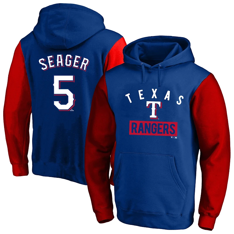 Sweat à capuche en polaire Corey Seager pour homme, profil des Royal Texas Rangers, avec nom et numéro, de grande taille
